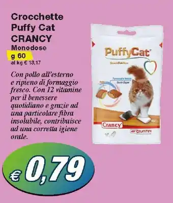 Prix Quality Crancy Crocchette Puffy Cat 60g offerta