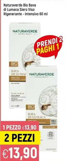 Famila Superstore Naturaverde bio bava di lumaca siero viso rigenerante offerta