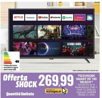 Eurospin Seleco televisore 39 led offerta