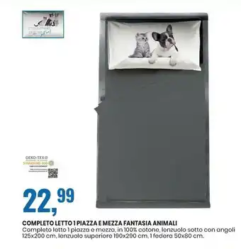 Eurospin Completo letto 1 piazza e mezza fantasia animali offerta