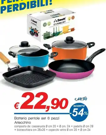 Galassia Batteria pentole set 6 pezzi arlecchino offerta