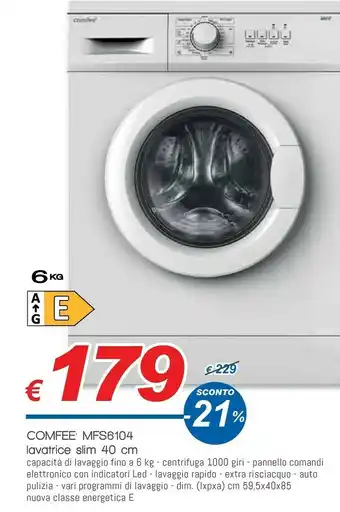 Galassia Mfs6104 lavatrice slim 40 cm offerta