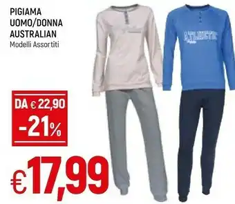 Famila Pigiama uomo/ donna australian offerta