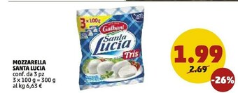 PENNY Mozzarella santa lucia tris 300 g(ml) offerta