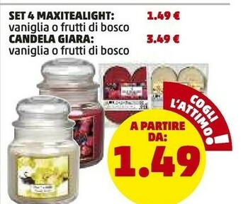 PENNY Set 4 maxitealight vaniglia o frutti di bosco offerta
