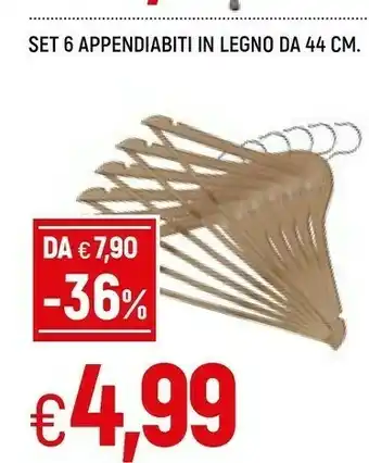 Galassia Set 6 appendiabiti in legno da 44 cm offerta