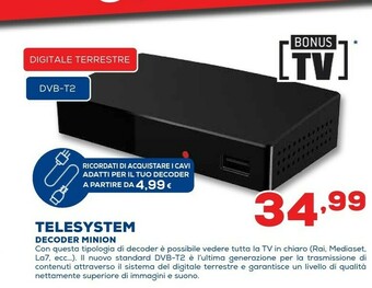 Euronics Telesystem decoder minion offerta