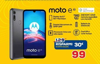 Euronics Moto e6i 15,5 cm (6.1") 4g micro-usb 2 gb 32 gb 3000 mah grigio offerta