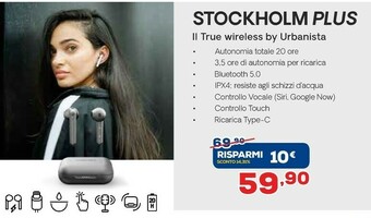 Euronics Urbanista stockholm plus ii true wireless offerta