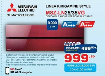 Euronics Mitsubishi electric climatizzazione msz-ln25/35vg offerta