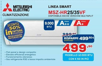 Euronics Mitsubishi electric climatizzazione msz-hr25/35vf offerta