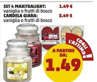 PENNY Set 4 maxitealight vaniglia o frutti di bosco offerta