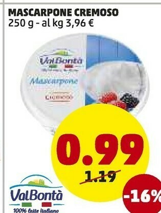 PENNY Mascarpone cremoso 250 g(ml) offerta