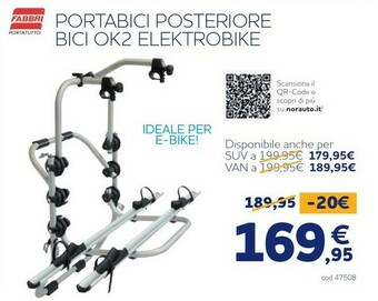 Norauto Portabici posteriore bici ok2 elektrobike offerta