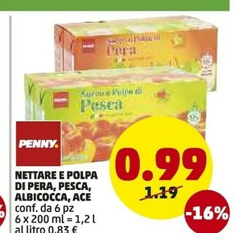 PENNY Penny nettare e polpa di pera offerta