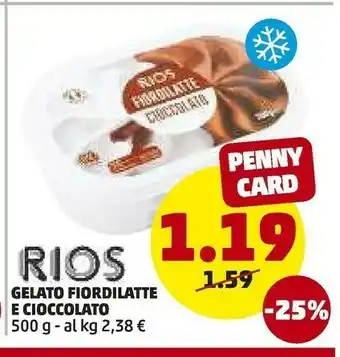 PENNY Rios gelato fiordilatte e cioccolato 500g offerta