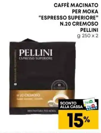 Panorama CAFFÈ MACINATO PER MOKA "ESPRESSO SUPERIORE” N.20 CREMOSO PELLINI g 250 x 2 offerta