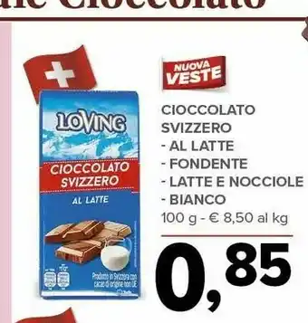 Todis Loving cioccolato svizzero al latte offerta