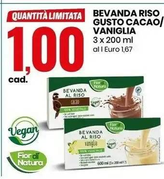Eurospin Bevanda riso gusto cacao/ vaniglia offerta