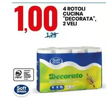 Eurospin 4 rotoli cucina decorata 2 veli offerta