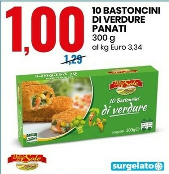 Eurospin 10 bastoncini di verdure panati offerta