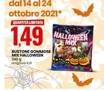 Eurospin Bustone gommose mix halloween offerta