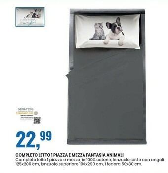 Eurospin Completo letto 1 piazza e mezza fantasia animali offerta