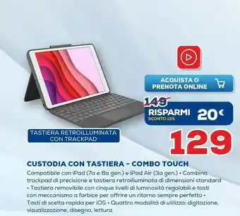 Euronics Custodia con tastiera combo touch offerta