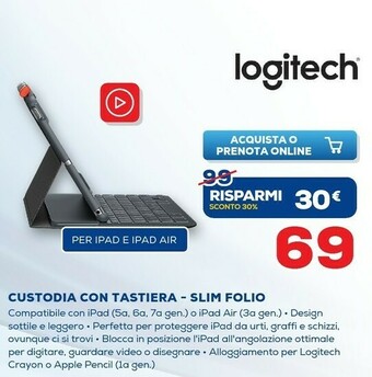 Euronics Custodia con tastiera slim folio offerta