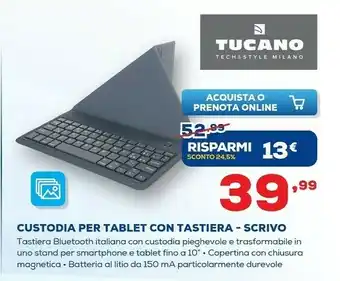 Euronics Custodia per tablet con tastiera scrivo offerta