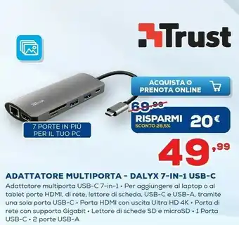 Euronics Adattatore multiporta - dalyx 7-in-1 usb-c offerta
