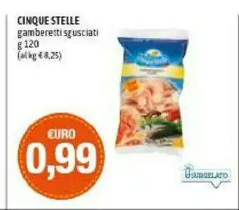Cinque stelle gambereti sgusciati