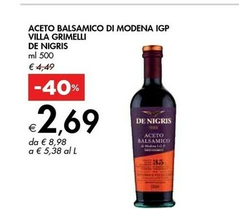 Bennet Aceto balsamico di modena igp villa grimelli offerta