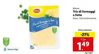 Lidl Tris di formaggi a fette offerta