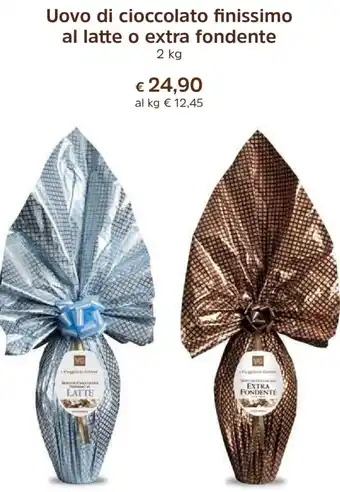 Unes Uovo di cioccolato finissimo al latte o extra fondente 2 kg offerta
