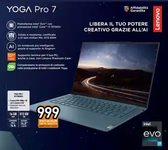 Unieuro Lenovo YOGA PRO 7 82Y7005HIX offerta