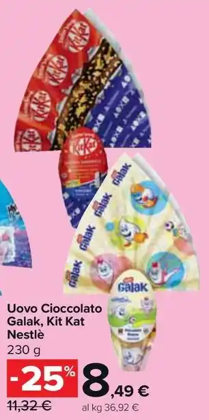 Carrefour Market Uovo Cioccolato Galak, Kit Kat Nestlè 230 g offerta