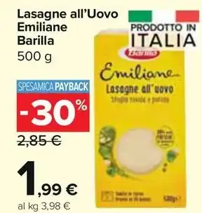 Carrefour Market Lasagne all'Uovo Emiliane Barilla offerta