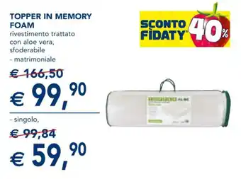 Esselunga TOPPER IN MEMORY FOAM - matrimoniale offerta