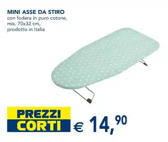 MINI ASSE DA STIRO con fodera in puro cotone, mis. 70x32 cm