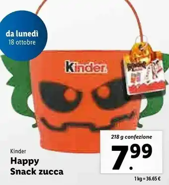 Lidl Kinder happy snack zucca offerta
