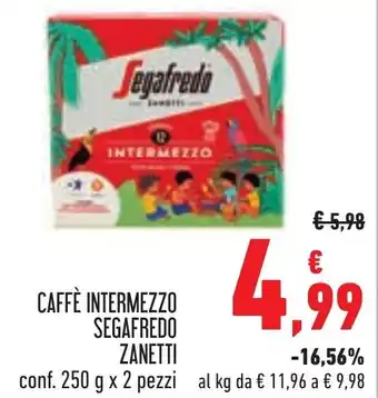 Conad CAFFÈ INTERMEZZO SEGAFREDO ZANETTI conf. 250 g x 2 pezzi offerta