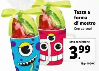 Lidl Tazza a forma di mostro con dolcetti offerta