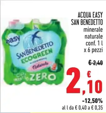 Conad ACQUA EASY SAN BENEDETTO minerale naturale conf. 1 l x 6 pezzi offerta