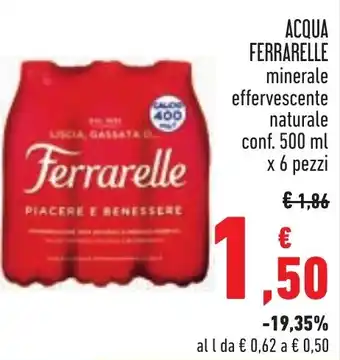 Conad ACQUA FERRARELLE minerale effervescente naturale conf. 500 ml x 6 pezzi offerta