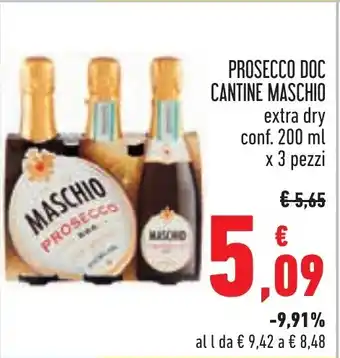 Conad PROSECCO DOC CANTINE MASCHIO extra dry conf. 200 ml x 3 pezzi offerta