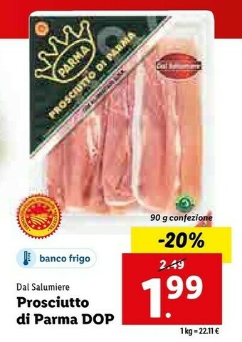 Lidl Prosciutto di parma 90 g(ml) offerta