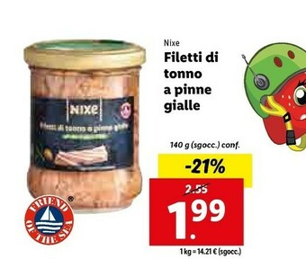Lidl Filetti di tonno a pinne gialle offerta