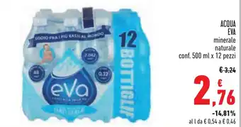 Conad ACQUA EVA minerale naturale conf. 500 ml x 12 pezzi offerta