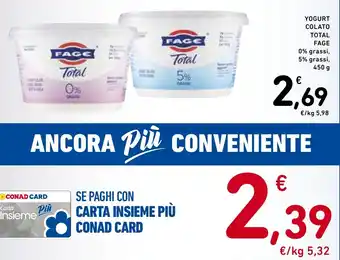 Spazio Conad YOGURT COLATO TOTAL 450 g offerta